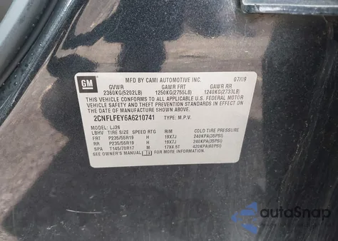 2010 Chevrolet Equinox Ltz from USA, damaged, VIN 2CNFLFEY6A6210741